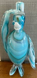Vintage Murano Large Art Glass Hand Blown Penguin 11 Inch  With Top Hat