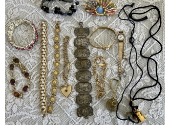 Vintage Lot Of Costume Jewelry Sarah Coventry - Gold Filled - Hair Band - Hamilton Watch GF - Trifari & More