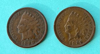 1898 And 1906 Indian Head Pennies