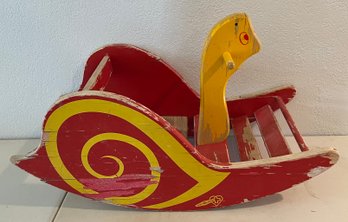 Vintage Wisa Gloria Wooden Rocking Snail (as Is)