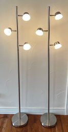 Pair Of 63.5 Inch Tri Bulb Stainless Floor Lamps With (4) Levels Of Brightness