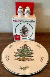 Spode England Christmas Tree Set Of 4 Wine Glasses NIB - Cake Plate & Salt & Pepper IOB