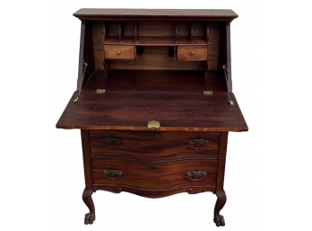 Antique Cherry Drop Front Secretary Desk With Original Pulls