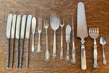 Vintage Silver Plate Lot 2 With Sterling Silver Handles - Benedict 12 Dwt Knives - Community Plate - WM Rogers