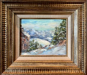 Mid Century M Buethe Framed Mountain Landscape Oil Painting