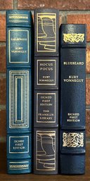 (3) The Franklin Library Signed First Edition Leather Bound Books- Kurt Vonnegut - Hokus Pokus, Blue Beard