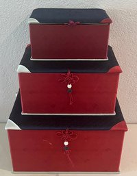 (3) Korean Silk Mirrored Jewelry Boxes