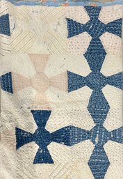 Antique Hand Stitched Maltese Cross Pattern Quilt (as Is) Cutter Or For Repair