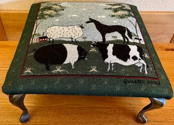 Warren Kimble Tapestry Foot Stool With Metal Legs