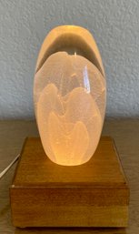 Vintage Art Glass Oval On Lighted Base