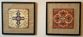 Pair Of 23.5' X 23.5' Wood And Canvas Wall Decor With Metal Trim