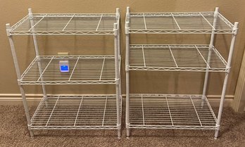 Pair Of 31' White Metal 3 Tier Shelves