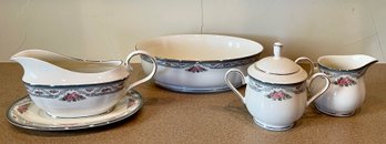 Lenox Country Romance Fine China Dishware - Gravy Boat & Under Liner, Cream And Sugar, Oval Serving Bowl