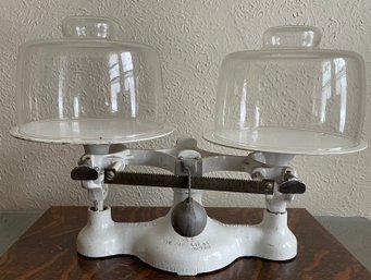 Vintage Jacobs Bros. Inc. N. Y. Cast Iron Detecto Scale No. 2 With (2) Glass Covers