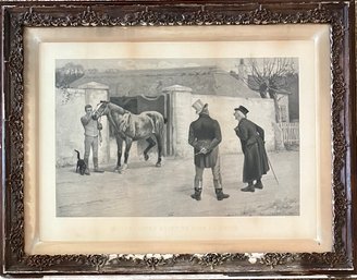 Antique J.C.  Dollman ' Warranted Quiet To Ride Or Drive ' Print In Large Decorative Frame