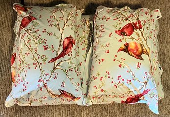 Pottery Barn Full Size Red Cardinal Comforter With 2 Matching Pillow