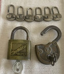 Eagle Lot Company Antique Lock With Key And Slaymaker Super Lock With Key With (6) Antique Key Holders