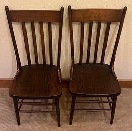 Pair Of Vintage Oak Side Chairs