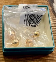 2 Pairs 14K Gold Eterna Gold Polished Ball  Earrings In Original Box 3.8 Grams Total