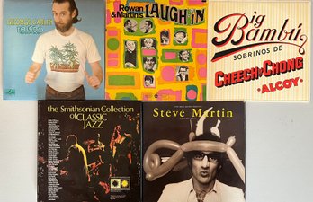 (5) Vintage Vinyl Albums - George Carlin, Cheech & Chong, Steve Martin, And More