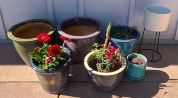 (7) Assorted Size Pottery And Ceramic Planters