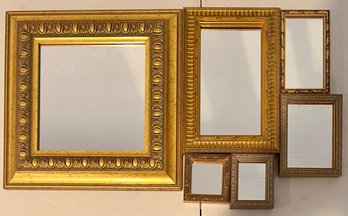 (6) Assorted Size Small Gold Tone Wall Mirrors