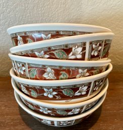 6 Pfaltzgraff Mission Flower 6.5' Soup / Cereal Bowls Stoneware