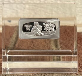 Franklin Mint 1000 Grain Sterling Silver Father's Day 1976 Ingot Encased