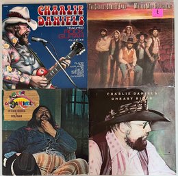 (4) Vintage Charlie Daniels Albums - Uneasy Rider, Guitar Rock, Million Mile Reflection, And More