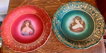(2) Antique Bavaria Schumann Arzberg Germany Hand Painted Plates