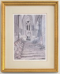 Signed Limited Edition Wells Cathedral Steps Framed Print 114 Of 850