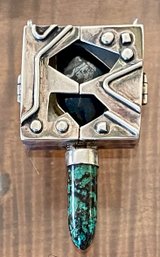Sterling Silver & Azurite Mystery Door Pendant - Handmade - Total Weight - 17.7 Grams