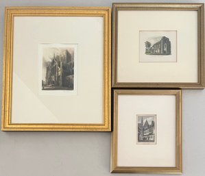 (3) Assorted Small York Prints - York Minister, Street In York, And St Marys Abbey York