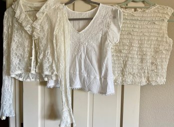 (3) Vintage Hand Made Lace And Cotton Tops Size Small