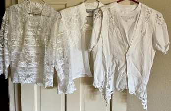 (3) Hand Made Lace And Battenburg Lace Shirts Size Small
