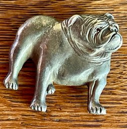 Handmade Sterling Silver Bulldog With Red Stone Eyes - Total Weight 29.57 Grams