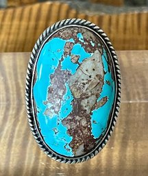 Manuel Naranjo Large Turquoise Sterling Silver Ring Size 6 - Total Weight 24.7 Rings