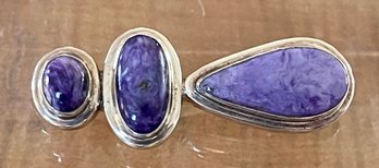 Stunning Charoite Sterling Silver Pin With Pendant Adapter - Handmade - Total Weight - 22.1 Grams
