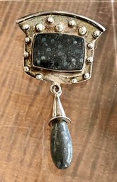 Vintage Sterling Silver & Jasper Handmade Pendant - Total Weight - 11,2 Grams