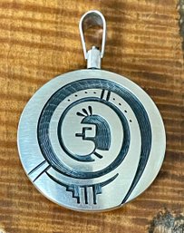 Hopi Native American Two Sided Spin Pendant - Total Weight 25 3 Grams