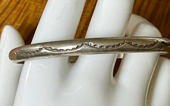 Nora Tahe Navajo Stamped Sterling Silver Bangle Bracelet - Total Weight - 36 Grams