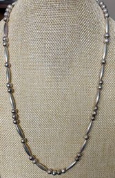 Sterling Silver Native American Round And Tube Bead 24 Inch Necklace - Total Weight 33.1 Grams