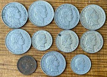 Switzerland 1921 - 1946 Swiss Rappen Coins - 1 - 5 - 10 - 20