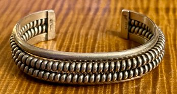 Navajo Tahe Sterling Silver Twist Cuff Bracelet - Total Weight 42.5 Grams