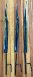 (3) Outdoor Glass Yard Art Blades Of Grass