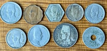 Egypt Coins - 5 Milliemes, Silver King Farouk Sudan - 10 Qirsh Coin - Silver 2 Piastres Coin