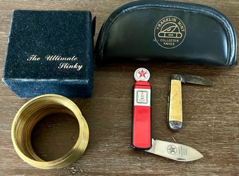 Franklin Mint Texaco Collectors Knife And The Ultimate Slinky Brass