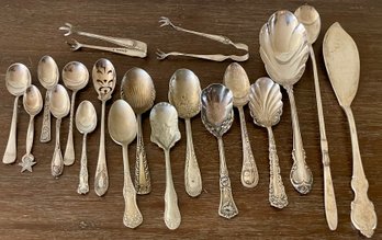 Antique Silver Plate Silverware - Tongs, Jelly Spoons, Leonard Italy, Rockford, Norway, NY Worlds Fair 1939