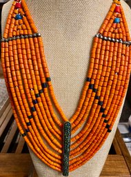 Gorgeous Naga Vintage Bead Tribal Statement 20 Inch Necklace