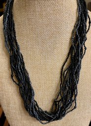 15 Strand Seed Bead Black & Grey 22 Inch Necklace